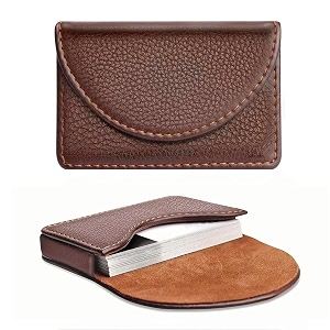 ofixo faux leather id credit card exquisite attractive business card holder round brown soft