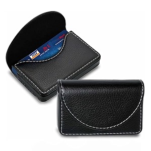 ofixo faux leather rfid protected credit and business card holder for men and women round black soft