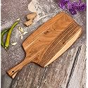 Acacia Natural Wood Chopping Board with Handle, Durable Wooden Vegetable &amp; Fruits Chopper, Knife-Friendly Cutting Boards, Cutter Pad (43.2 X 17.8 cm)
