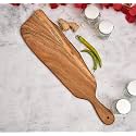 Acacia Natural Wood Designer Chopping Board with Handle, Durable Wooden Vegetable & Fruits Chopper, Knife-Friendly Cutting Boards, Cutter Pad (53.3 X 15.2 cm)