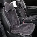 OGLAND 2 Pack Fuzzy Sheepskin Car Seat Covers for Soft Fur Wool Cushions