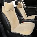 OGLAND 2 Pack Fuzzy Sheepskin Car Seat Covers for Soft Fur Wool Cushions