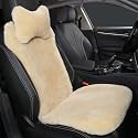 OGLAND Fuzzy Sheepskin Car Seat Cover for Soft Fur Genuine Wool Cushion