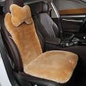 OGLAND Fuzzy Sheepskin Car Seat Cover for Soft Fur Genuine Wool Cushion