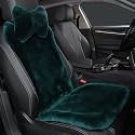 OGLAND Green Fuzzy Sheepskin Car Seat Cover | Soft Natural Fur Wool Cushion