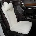OGLAND White Fuzzy Sheepskin Car Seat Cover | Soft Natural Fur Wool Cushion