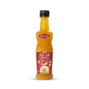 ogreeny apple cider vinegar with mother garlic ginger lemon and honey -350 ml made with organic apple juice