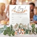 Oh Boy! Baby Shower Invitations, 25 Double-Sided Adventure Baby Shower Invites with Envelopes, Woodland Animals Party Decorations Supplies Favors - A01