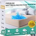 OhGeni Waterproof Mattress Protector, Queen Size Mattress Pad Fitted with Deep Pocket 6"-18", Breathable Noiseless Soft, Washable DirtProof Mattress Cover, Beige, More Than 99 pcs fibers, Daybed Cover