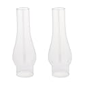 Ohlectric Glass Lamp Chimney - Chimney Transparent Glass Shade - Hand Blown Replacement For Vintage Oil Lamps - Prevent The Flame - Curvy Lamp Chimneys - 3 Inch Fitter, Pack Of 2 - OL-44531