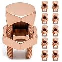 OHLECTRIC Size #3 Copper Split-Bolt Connector 3 AWG (10-Pack) Heavy-Duty Electrical Wire Splicing Terminal, High-Conductivity Metal Grounding Split Bolts, Clamps for Grounding Wire