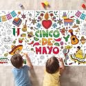OHOME Cinco De Mayo Giant Coloring Poster/Tablecloth - 30 x 72 Inches Jumbo Coloring Banner Kids Crafts Games Accessories Gifts Decor - Fiesta Mexican Party Decorations