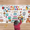 OHOME Birthday Giant Coloring Tablecloth - Birthday Decorations - Arts and Crafts for Kids Ages 8-12,Kids Crafts for 4 5 6 7 8 9 10 Year Old Girl Boy Gift,School Stuff Supplies for 4-8