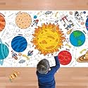 OHOME Space Giant Coloring Poster/Tablecloth - Space Themed Party Decorations - 30 x 72 Inches Jumbo Coloring Banner Kids Crafts Activities Decor Party Supplies