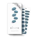 ohora Semi Cured Gel Nail Strips (N Washing Jean) - Blue, Solid, Works with Any UV/LED Lamps, Salon-Quality, Long Lasting, Easy to Apply &amp; Remove - Includes 2 Prep Pads, Nail File &amp; Wooden Stick