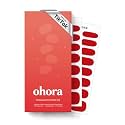 Ohora Semi Cured Gel Nail Strips (N Hot Cherry) - Salon-Quality, Long Lasting, Easy to Apply &amp; Remove - Includes 2 Prep Pads, Nail File &amp; Wooden Stick
