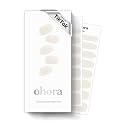 ohora Semi Cured Gel Nail Strips (N Cream Cotton) - White, Solid, Works with Any UV/LED Lamps, Salon-Quality, Long Lasting, Easy to Apply &amp; Remove - Includes 2 Prep Pads, Nail File &amp; Wooden Stick