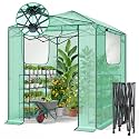 Ohuhu 6×8 ft Walk in Pop Up Greenhouse Upgraded Wind-Ready One-Push Frame