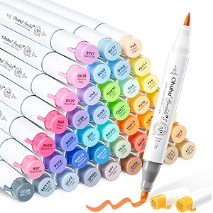 Ohuhu Alcohol Markers 48 Mid-tone Colors Brush