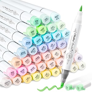 Ohuhu Alcohol Markers 48 Pastel Colors Brush