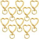 OIIKI 10 PCS Heart Shape Keychain Clip, Gold Heart Spring Snap Hook