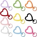 OIIKI 10pcs Heart Shape Keychain Clip, Colorful Carabiner Spring Snap Hook