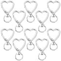 OIIKI 10PCS Heart Shape Keychain Clip, Silver Heart Spring Snap Hook