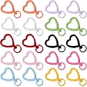 OIIKI 20PCS Heart Shape Keychain Clip, Colorful Heart Spring Snap Hook