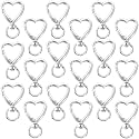 OIIKI 20pcs Heart Shape Keychain Clip, Silver Carabiner Spring Snap Hook