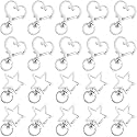 OIIKI 20PCS Star/Heart Swivel Clasps, Keychain Clips Carabiner, Silver