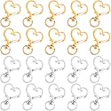 OIIKI 24PCS Heart Swivel Clasps, Heart Keychain Clips for Craft,Gold,Silver