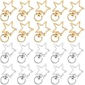 OIIKI 24PCS Star Swivel Clasps, Gold Silver Star Keychain Clips for Crafts