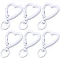OIIKI 6PCS Heart Shape Keychain Clip, Heart Spring Snap Hook, Cute Lobster Clasp DIY Hanging Buckle Accessories for Keys, Bags (White Color)