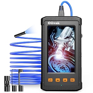 oiiwak store industrial endoscope 43 inch lcd screen with 55 mm borescope 1080p hd micro inspection camera 2800 mah battery semi-rigid tube 35m115ft