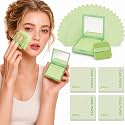 Oil Blotting Sheets for Face, 500 Pcs Blotting Papers for face with Mirror, Puff and Refill Pack, Rapidly absorb excess oils Makeup Friendly for Women with Oily Skin (Light Green Green Tea Scent)