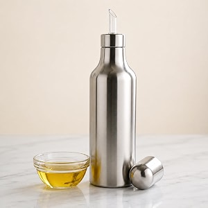 velmora oil dispenser for kitchen stainless steel - oil bottle for kitchen - steel oil dispenser 1 litre - oil container 1 ltr - leakproof 1000 milliliters