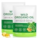 Oil of Oregano with Black Seed Oil, 2 Pack 6000mg Oregano Oil Capsules Organic, 240 Softgels, 165mg Carvacrol, Non-GMO, Immune Support Supplement