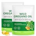 Oil of Oregano Softgels 6000mg, 2 in 1 Formulated with Black Seed Oil 200mg, Immune Support, Oregano Oil Capsules Organic, Natural Defense Supplement, Easy to Swallow, 240 Softgels