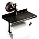 Oil Rubble Bronze Brass Bath Toilet Paper Holder with Phone Shelf, Wall Mounted Black Bathroom Hardware Accessories, Pattern Carving Design