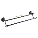 Oil Rubble Bronze Brass Double Towel Bar, Adjustable 15.5 to 27.5 Inch Bath Towel Bar Rack for Bathroom Towel Holder, Wall Mounted Black Bathroom Hardware Accessories,Pattern Carving Design