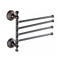 Oil Rubble Bronze Brass Foldable Towel Rack, Wall Mounted Black Bathroom Hardware Accessories,Pattern Carving Design