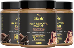 oilanic chocolate hair removal powder combo pack of 3 jar 100gms 300gms wax 300 g set of 3