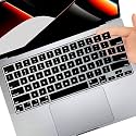 OJOS Keyboard Cover Skin Compatible with 2025-2021 MacBook Pro 14 16 inch M4 M3 M2 M1 Pro/Max, MacBook Air 15" 13.6" M4 M3 M2 Chip A3241 A3114 A2941 A3240 A3113 A2681 Keyboard Protector, Black