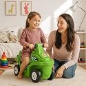 OK PLAY Coaster Car for Kids | Push On Ride On Car | Footrest | Backrest | Easy Grip | Four Wheel Ride | Anti Skid Bottom | Safe &amp; Fun Activity Toy | Medium | 62x30x41 Cm | 1 Year+ | Green