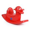OK PLAY Duck Rocker for Kids | Ride On & Rocker Toy | with footrest | Backrest | Easy Grip | Indoor Outdoor Games | Animal Theme | Safe & Fun Activity Toy | 78x26x42 Cm | Medium | 2Years+ | Red