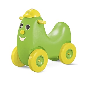 ok play plastic humpty dumpty curved seat push rider parrot green kids