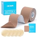 OK TAPE Breast Lift Tape, Boob Tape for Large Breasts Lift with 5 Pairs Nipple Cover Set, Breathable and Invisible Body Tape for A-G Cup, Tan 2" x 16.4ft
