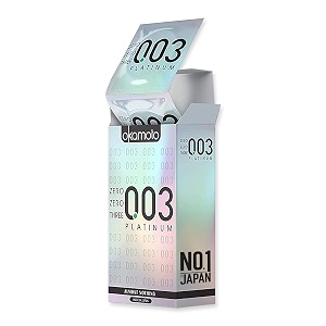 okamoto industries inc japan condom  ultra thin condoms for men  thinnest premium japanese condoms  made in japan  003 mm thin  003 platinum pack of 1
