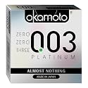 Okamoto Condom | Thinnest Latex Condoms for Men | Premium Japanese Condoms | Made In Japan | 0.03 mm thin | 003 Platinum (3pcs Pack)