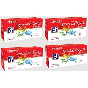 okamoto condoms for men skinless skin condom - no1 in japan 4 packs 10s ultrathin imported 40 by japan